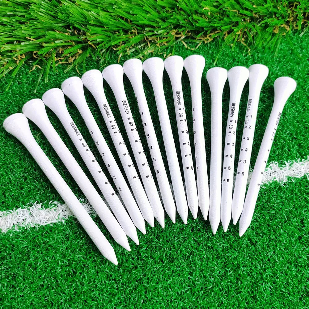 PGM 50pcs Wooden Golf Tees – Durable, Stable Tee Set for Improved Accuracy & Consistent Ball Height (Model D7) - Ravar
