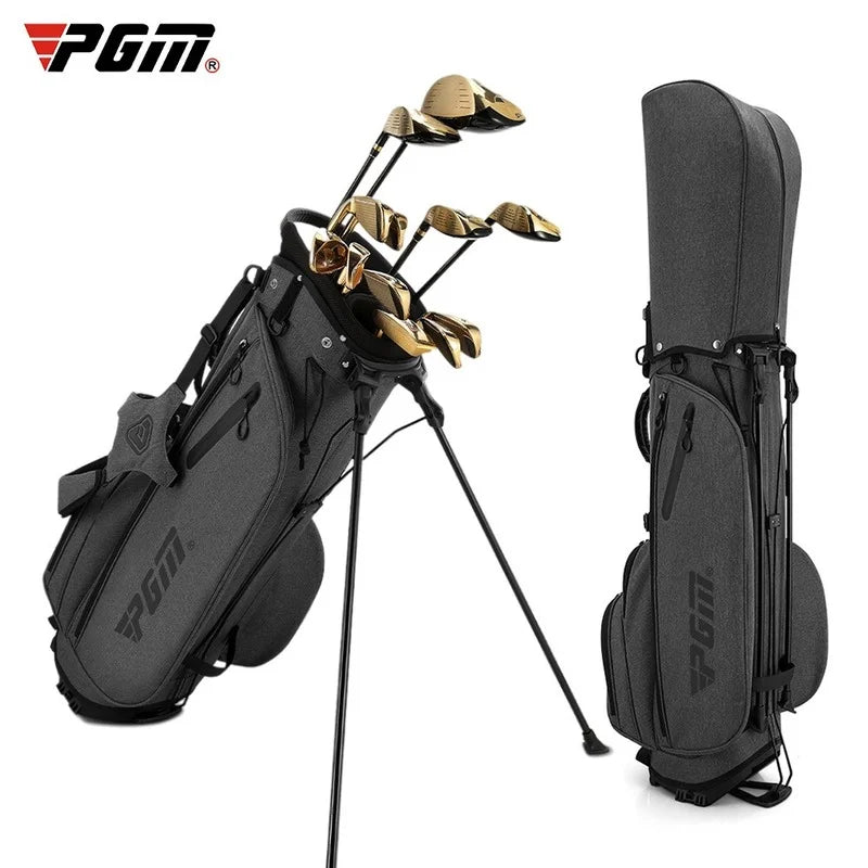 Golf bag with golf clubs and PGM logo on a white background