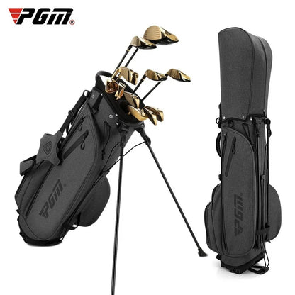 Golf bag with golf clubs and PGM logo on a white background