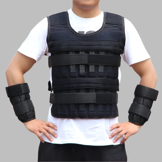 Adjustable Weighted Vest 15/35KG – Gym Fitness Training Jacket for Running & Workouts